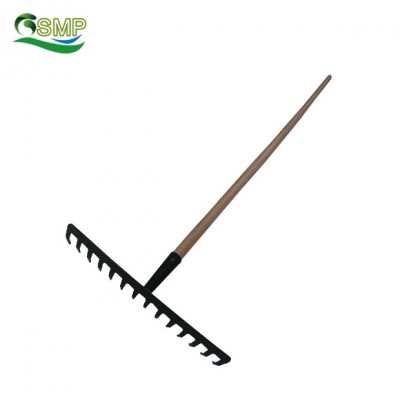 Wooden 24 Tine Poly Leaf Lawn Rake / Hand Gardening Tools Outdoor Tools